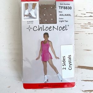 ChloeNoel TB8830 Footed Tights w/ Crystals 2 Sides - Light Tan